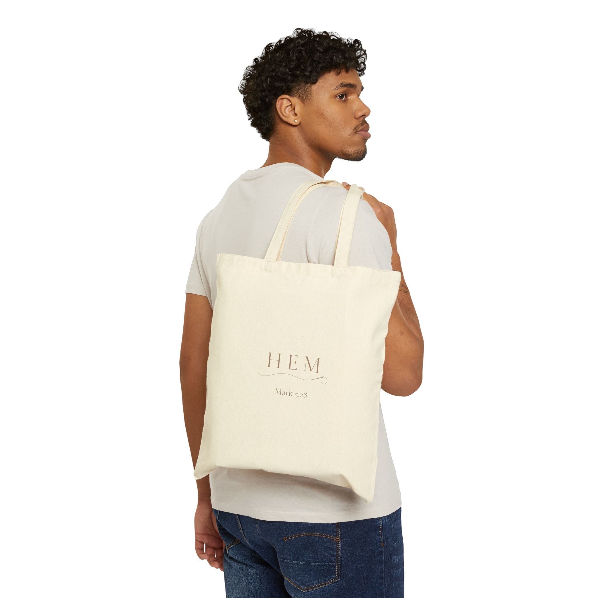 Canvas Tote Bag — Minimal 'HEM' Logo Cotton Shopper
